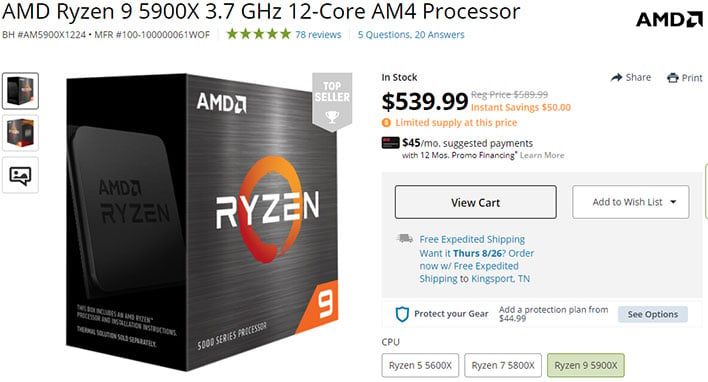 AMD's Ryzen 9 5900X is a best seller on