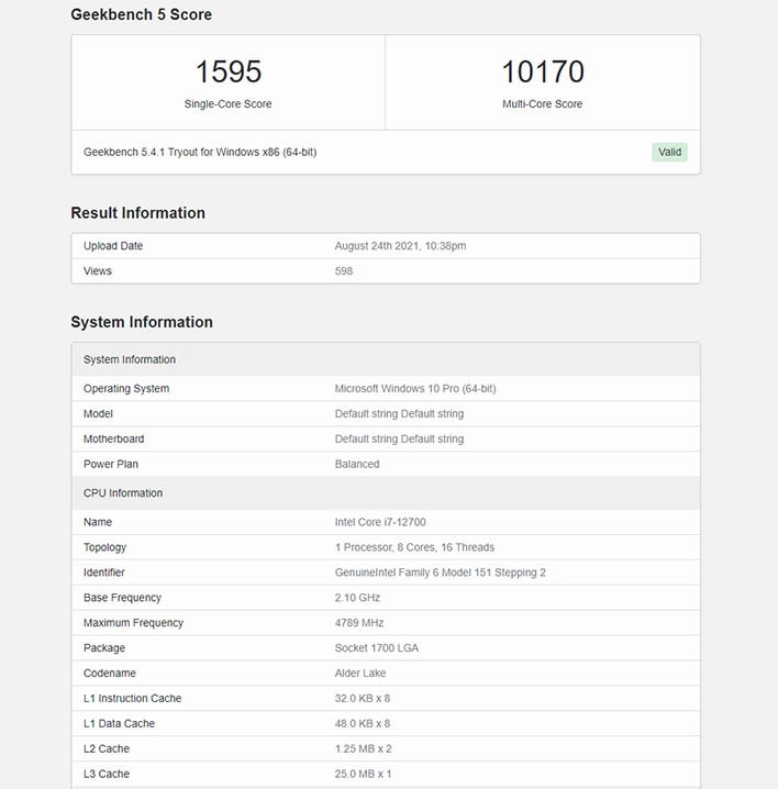 Core i7-12700 Alder Lake Leaked Benchmarks Show Strong Competition