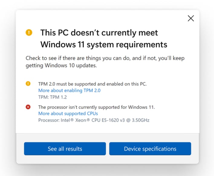 Update to Windows 11 without meeting requirements