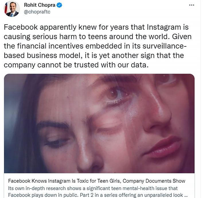 В отчете утверждается, что Instagram токсичен для психического здоровья подростков, и FTC обеспокоена