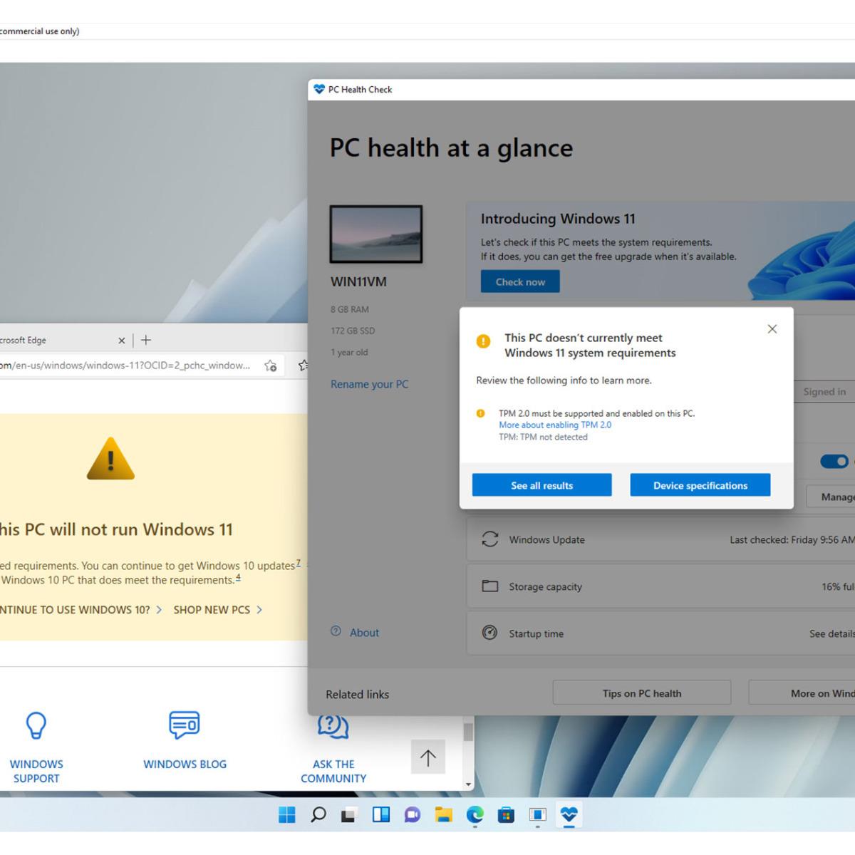 Microsoft Windows 11 PC Health Check No TPM 2.0 - ServeTheHome