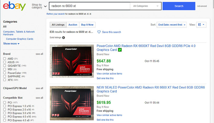 AMD Radeon RX 6600 XT на eBay