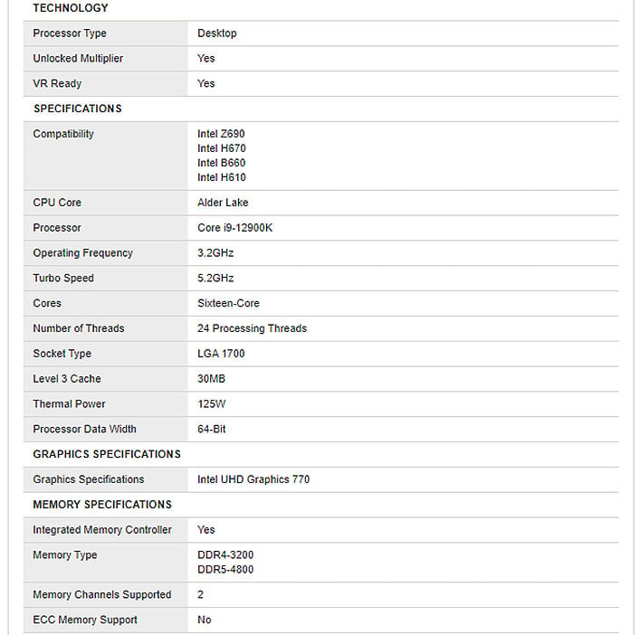 Intel Core i9-12900K Alder Lake 3.2GHz Sixteen-Core LGA 1700 Boxed  Processor - Heatsink Not Included - Micro Center