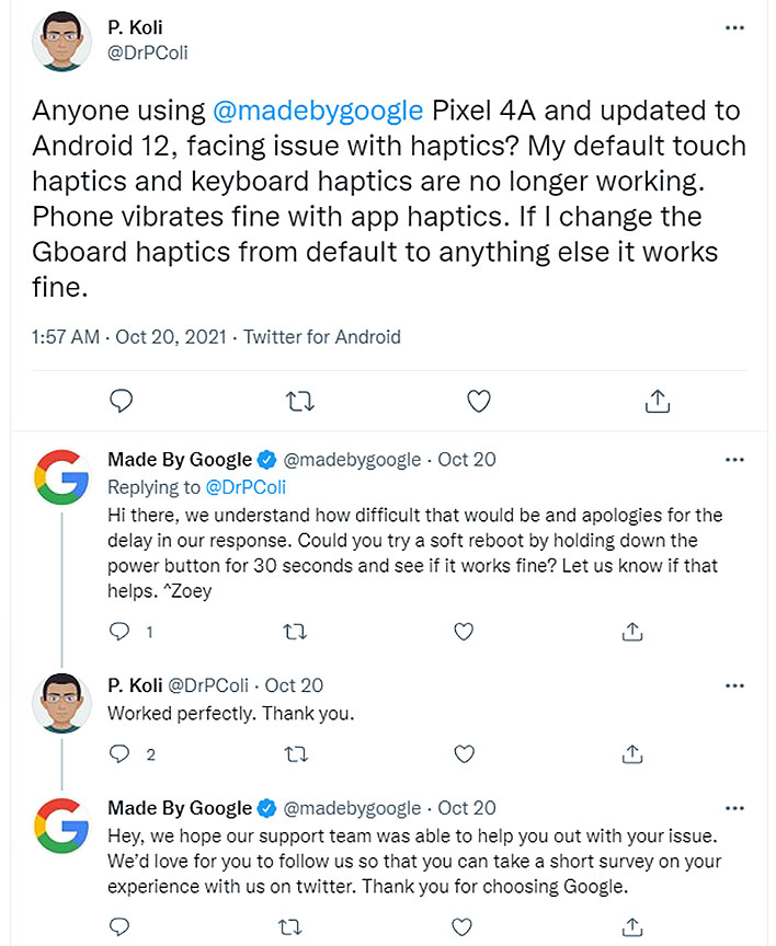 Твит Google Pixel 6