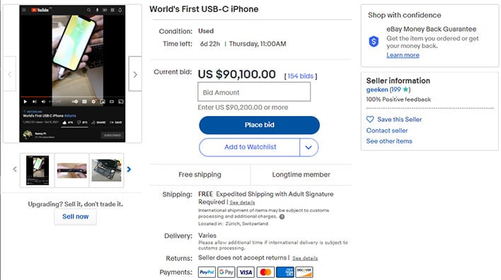 iPhone с USB-C на eBay