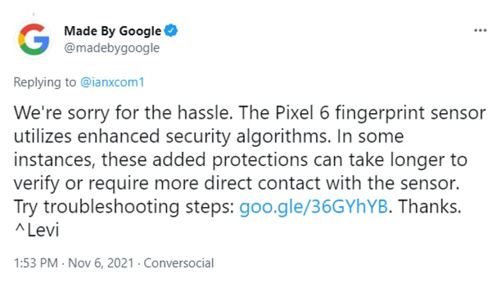 Google's Explanation For Why Pixel 6 Fingerprint Sensor Is