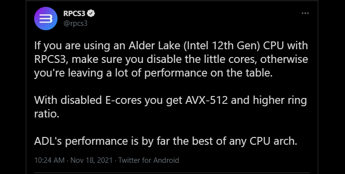 The RPCS3 PS3 emulator gets a hefty boost on Intel Alder Lake CPUs