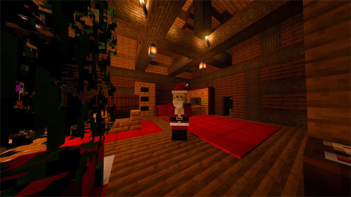 Minecraft RTX Winter Wonderland Santa Claus