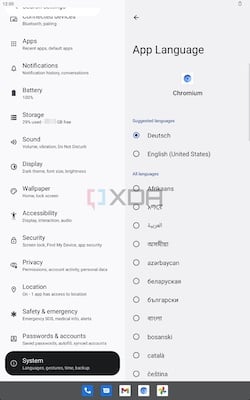 Настройки языка приложения в Android 13