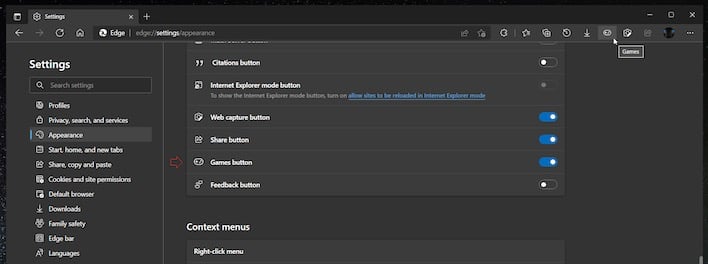 Microsoft is adding a Games panel to Edge and some people aren't