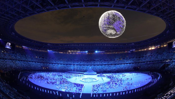 Drones create a light show at the Tokyo Olympics