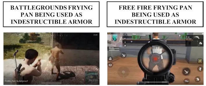 Frying pan as a weapon in both games
