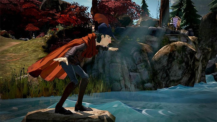King's Quest character Graham crossing a river