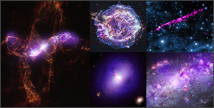 Потрясающие фотографии НАСА показывают фиолетовую молнию от космического танца звезд