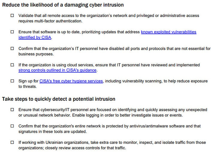 cisa security checklist