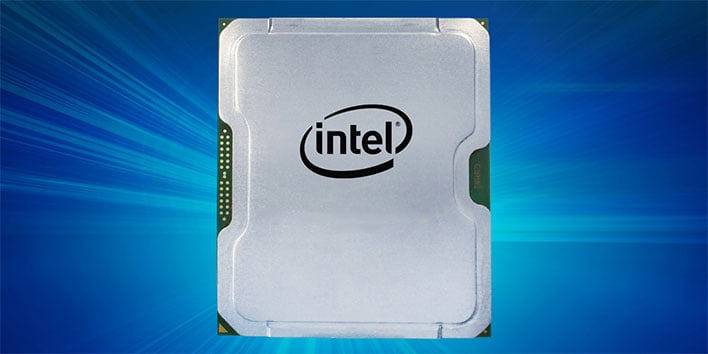 Intel Xeon processor on a blue background