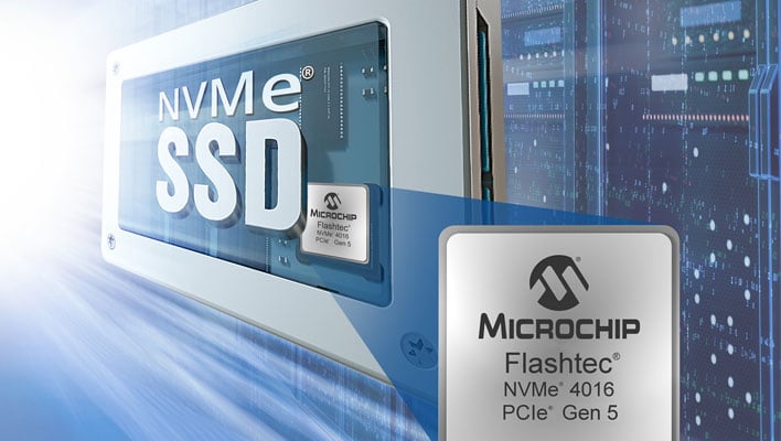 Microchip Flashtec NVMe 4016 controller chip and SSD