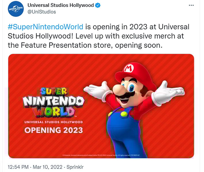 Super Nintendo World tweet