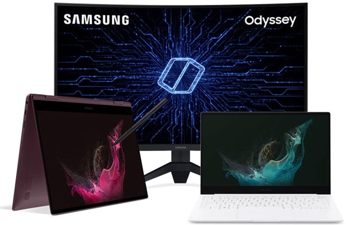 Samsung Galaxy Book 2 laptop with Odyssey monitor