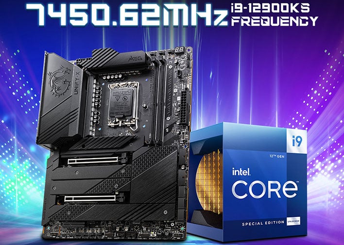 Intel Core i9-12900KS next to an MSI motherboard