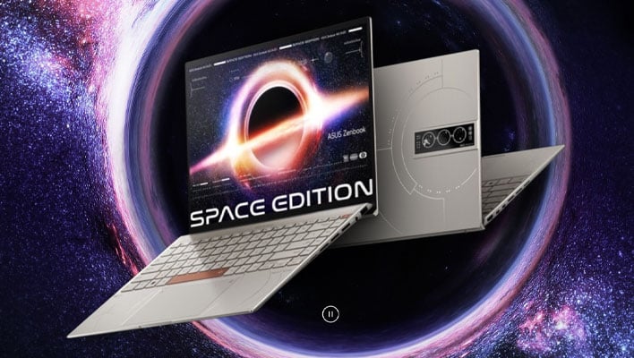 ASUS Zenbook 14X OLED Space Edition laptop on a space background