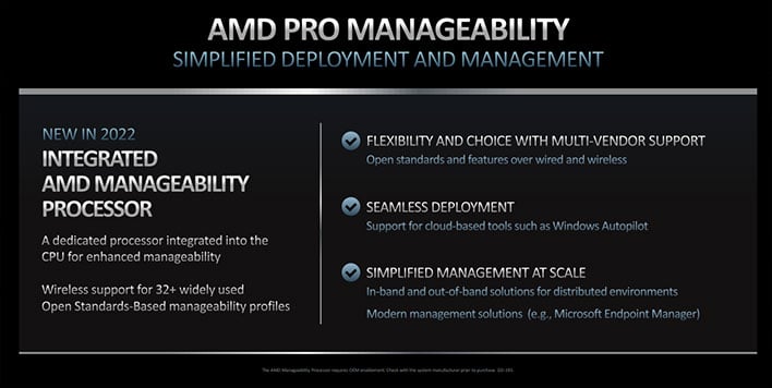 Слайд об управляемости AMD Ryzen Pro 6000