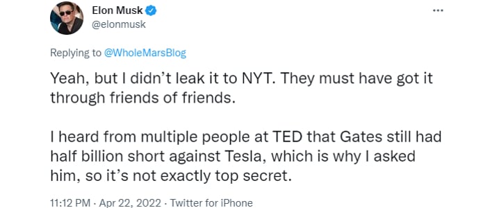 Маск сказал Гейтсу, чтобы он заблудился в благотворительности по изменению климата из-за массивного короткого замыкания Tesla