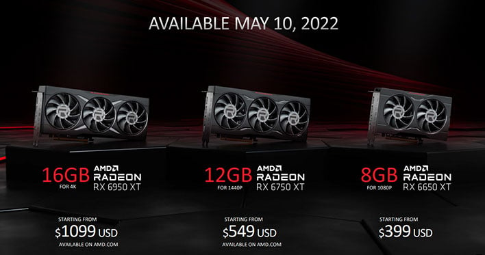 AMD Radeon RX 6x50 XT refresh pricing slide