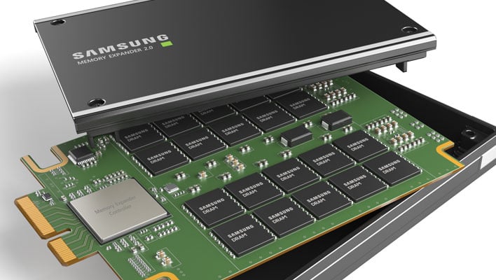 Samsung 512GB CXL opened showing DRAM