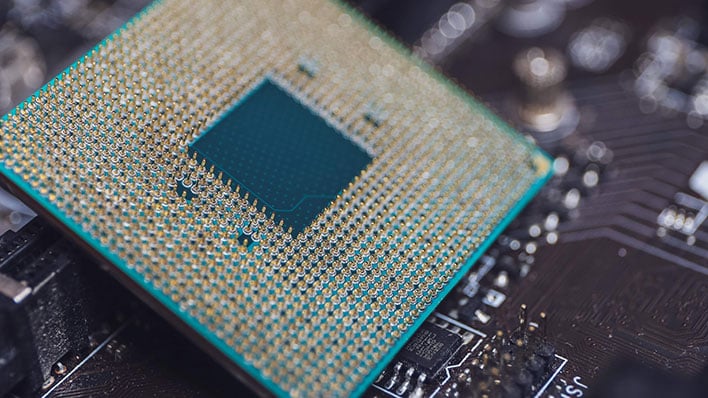 AMD Ryzen CPU (underside showing the pins)