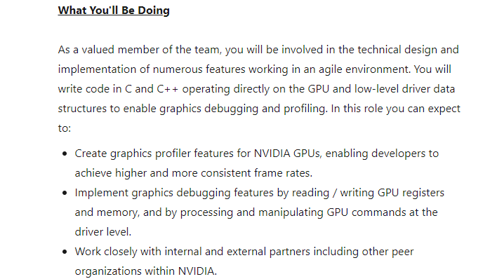 nvidia job requirements