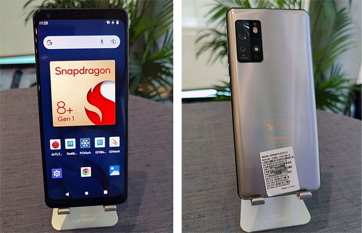 Qualcomm Snadpragon 8+ Gen 1 phone (front and back)