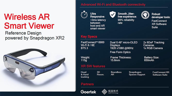 Слайд со спецификациями Qualcomm Wireless AR Smart Viewer