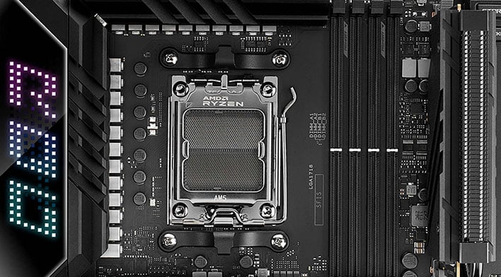ASUS ROG Crosshair X670E Extreme motherboard (top portion)