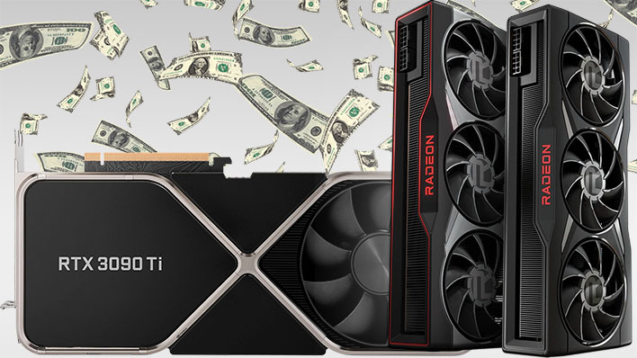 Graphics card with money falling in the background