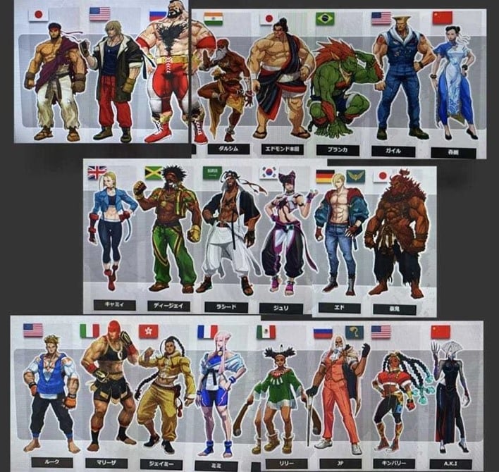 Слитая мозаика персонажей Street Fighter 6