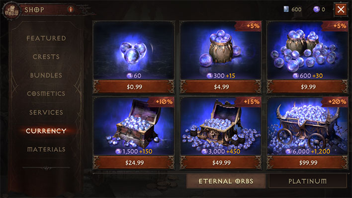 Diablo Immortal in-game currency