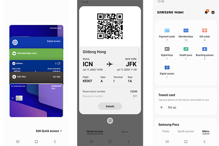 Samsung Wallet screenshots