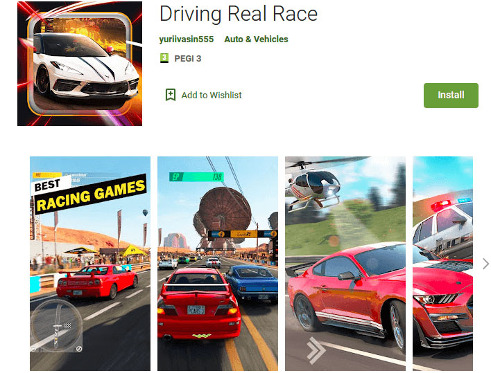 Android-приложение «Вождение реальных гонок»