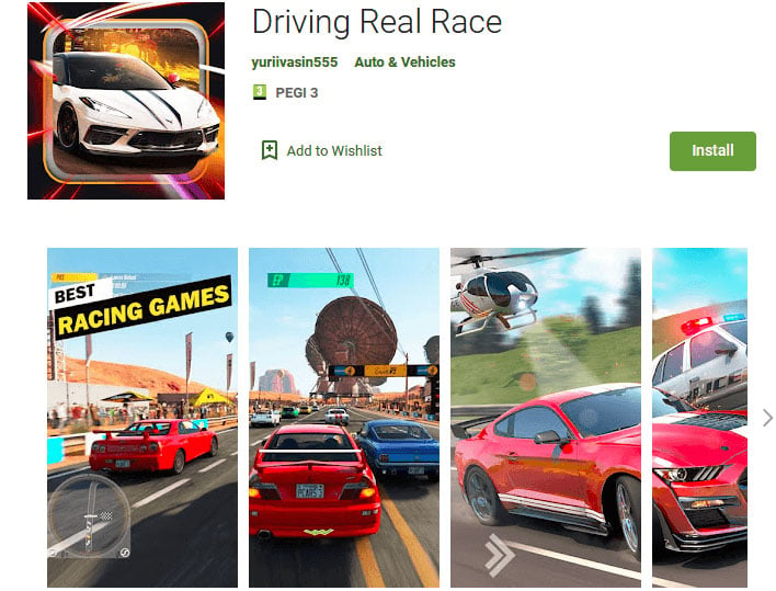 Driving Real Race Android app