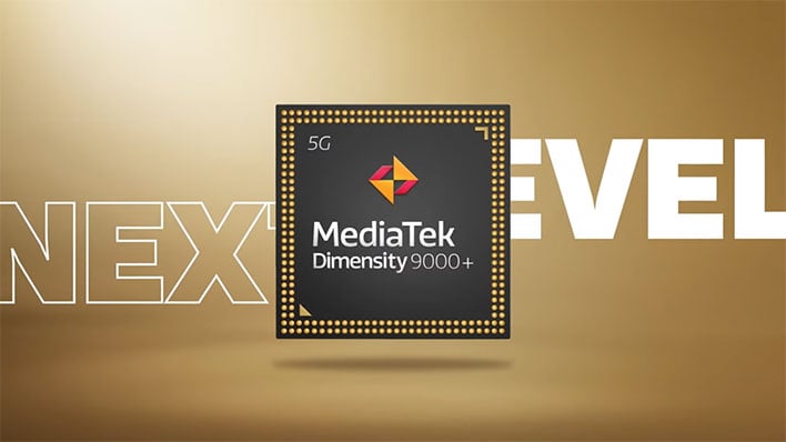 MediaTek Dimensity 9000+ SoC on a copper background