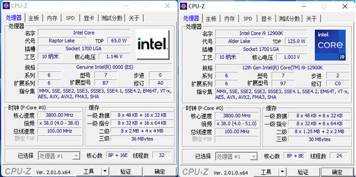Intel Core i9-13900 в CPU-Z