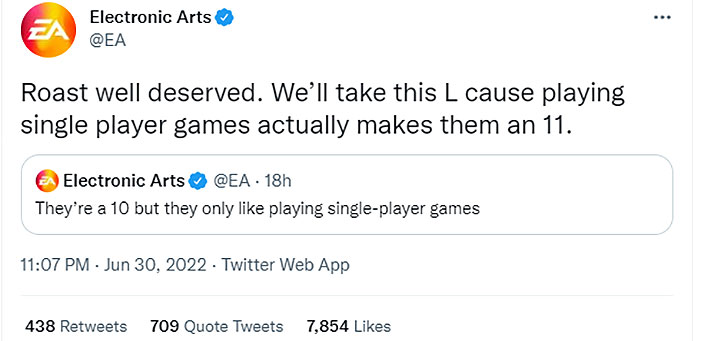 EA response tweet