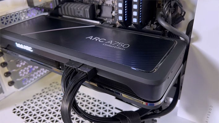 Intel Arc A750 graphics card installed in a PC