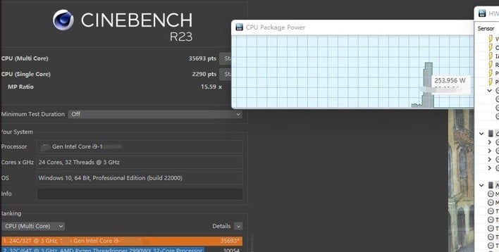 raichu 13900k cinebench 250w