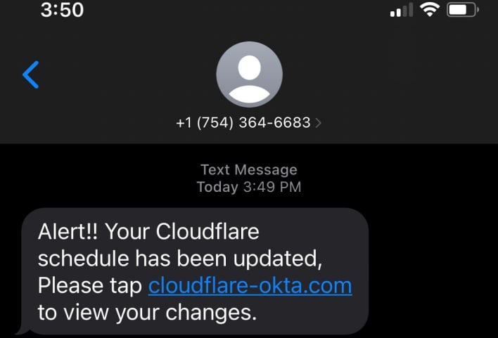 cloudflare thwarted same smishing attack twilio smishing message news