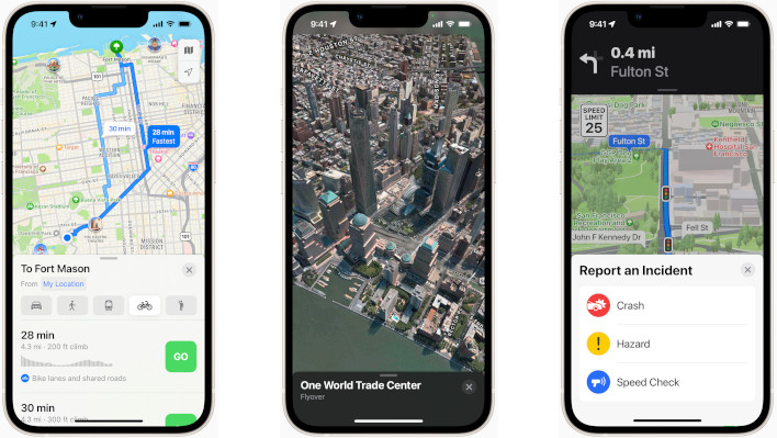 three apple maps images