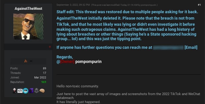 breach forums post restored after user banned news