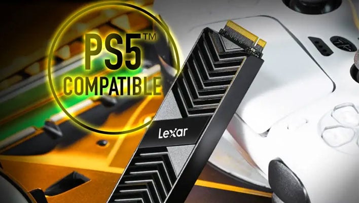 Lexar NM800 Pro, прислоненный к контроллеру PS5
