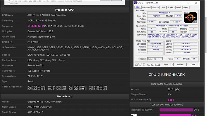 Ryzen 7 7700X in CPU-Z